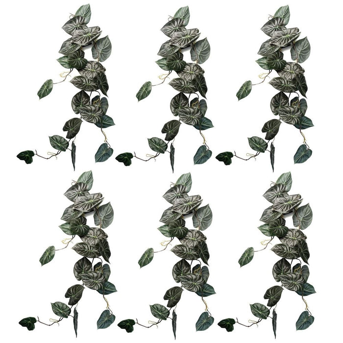 Premium 6-Pack Trailing Alocasia Dragon Scale Dark - 120cm Artificial Hanging Plants