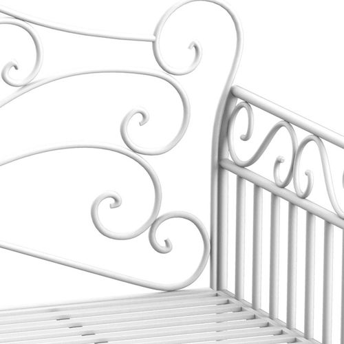 2 Seater Metal Bench Park Seating Outdoor Furniture Chair w/ Backrest White