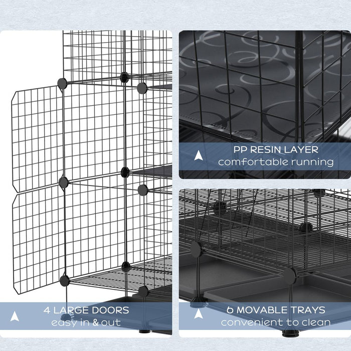 Adjustable 30Pc Pet Cage: Steel Bars & Doors + Trays - High Quality - Pawhut