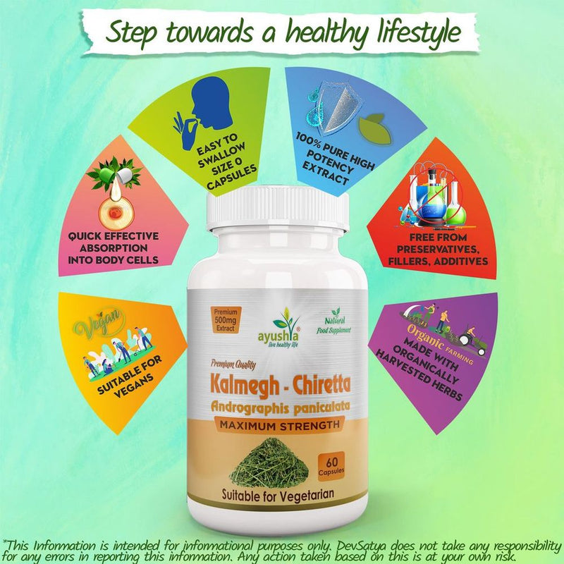 Andrographis Kalmegh Chirata Capsule - Powerful Ayurvedic Herb with Antioxidants, Anti-Inflammatory & Digestive Benefits