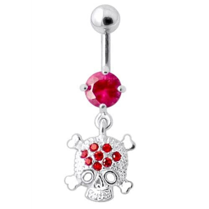 Jeweled Skull Navel Belly Ring