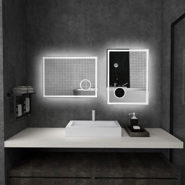 kleankin LED Lighted Bathroom Mirror with 3X Magnifying Mirror, Anti-Fog