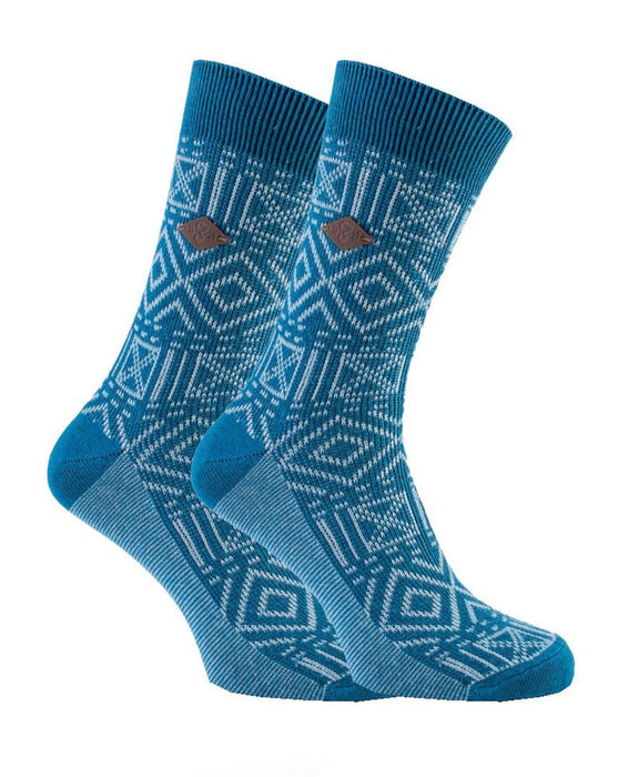 Men's Farah Vintage Aztec Pattern 2 Pack Dress Socks