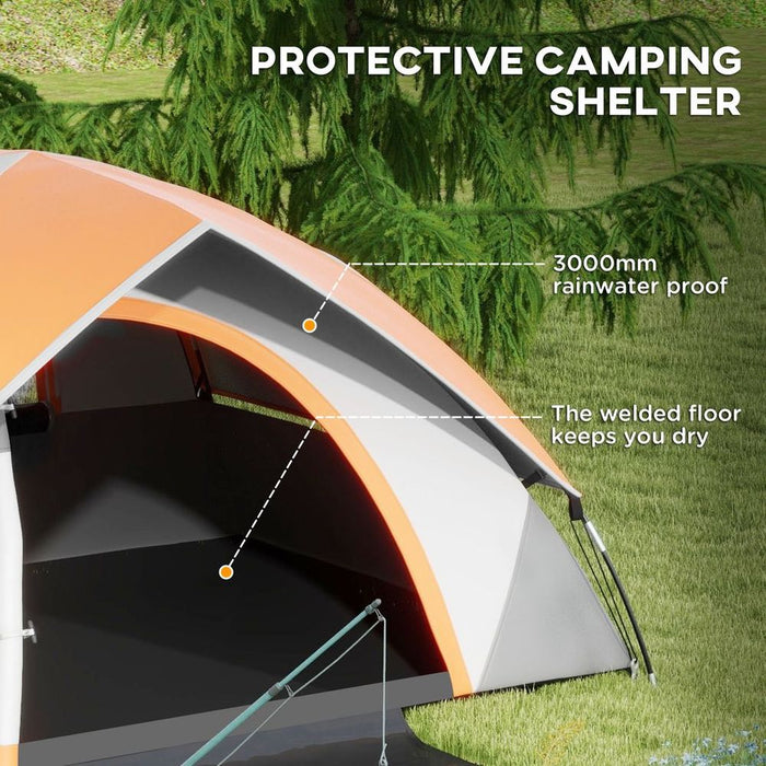 Outsunny Camping Tent, 4-5 Man, Lightweight, 3000mm Rain Protection