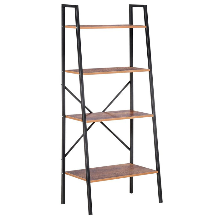 4-Tier Minimalistic Ladder Shelf Unit Steel Frame Home Display Storage