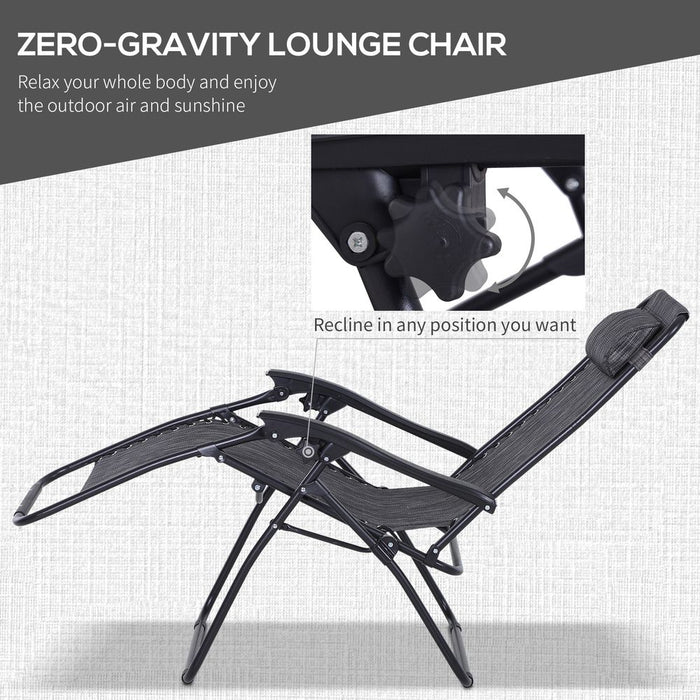 Sun Lounger Table Set - Zero Gravity Chairs, Cup Holders, Outsunny