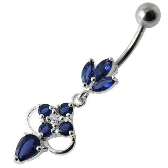 Fancy Jeweled Dangling Body Piercing Banana Bar Navel Ring