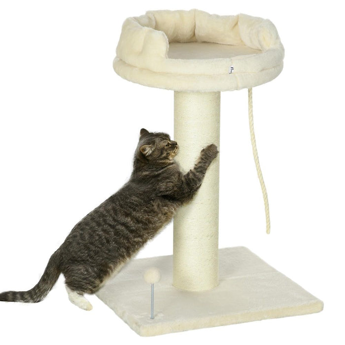 Premium Indoor Cat Tree - Sisal Scratching Post, Spacious Kitten Bed - Cream