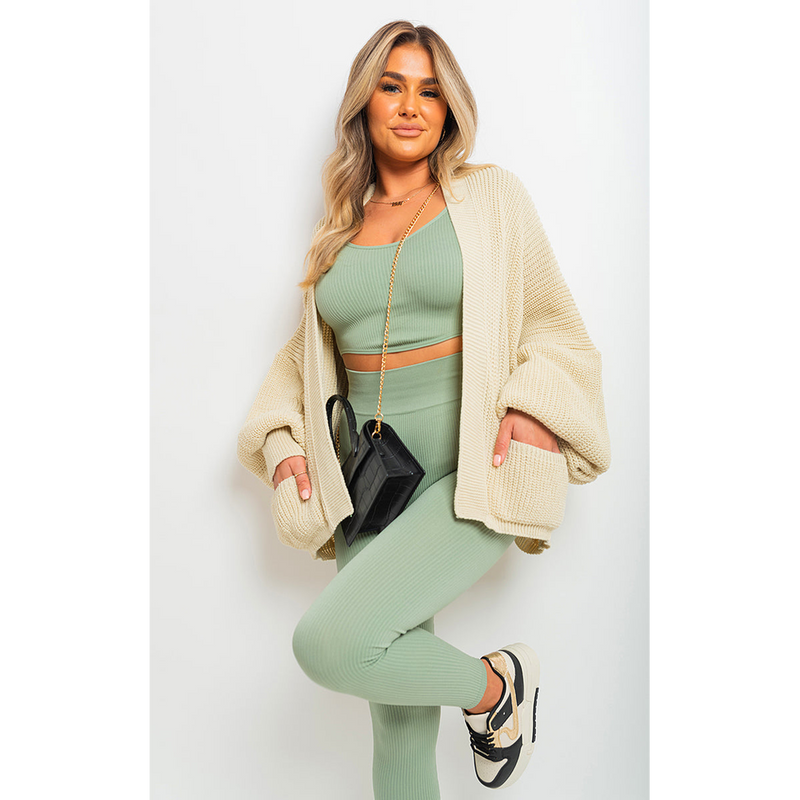 Cozy & Chic Knitted Balloon Sleeve Cardigan - High-Quality, Versatile, and Trendy!