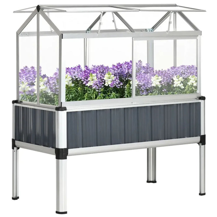 Premium Galvanized Steel Raised Bed with Greenhouse & Openable Windows