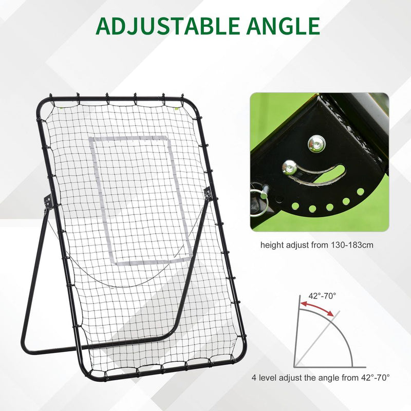 HOMCOM Foldable Football Rebounder Net, Large Football Goal Training Aid Soccer Kickback Target Zone Goal Play Adjustable Angles for Kids & Adult Black