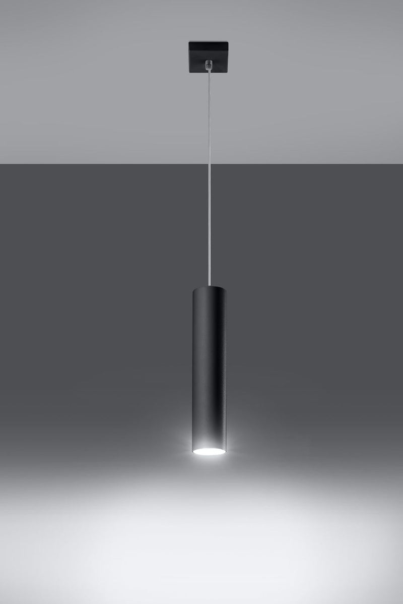Modern Loft Pendant Lamp: LAGOS 1 Black Round Tube Design - LED GU10