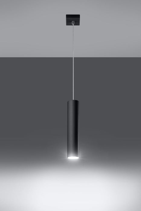 Modern Loft Pendant Lamp: LAGOS 1 Black Round Tube Design - LED GU10