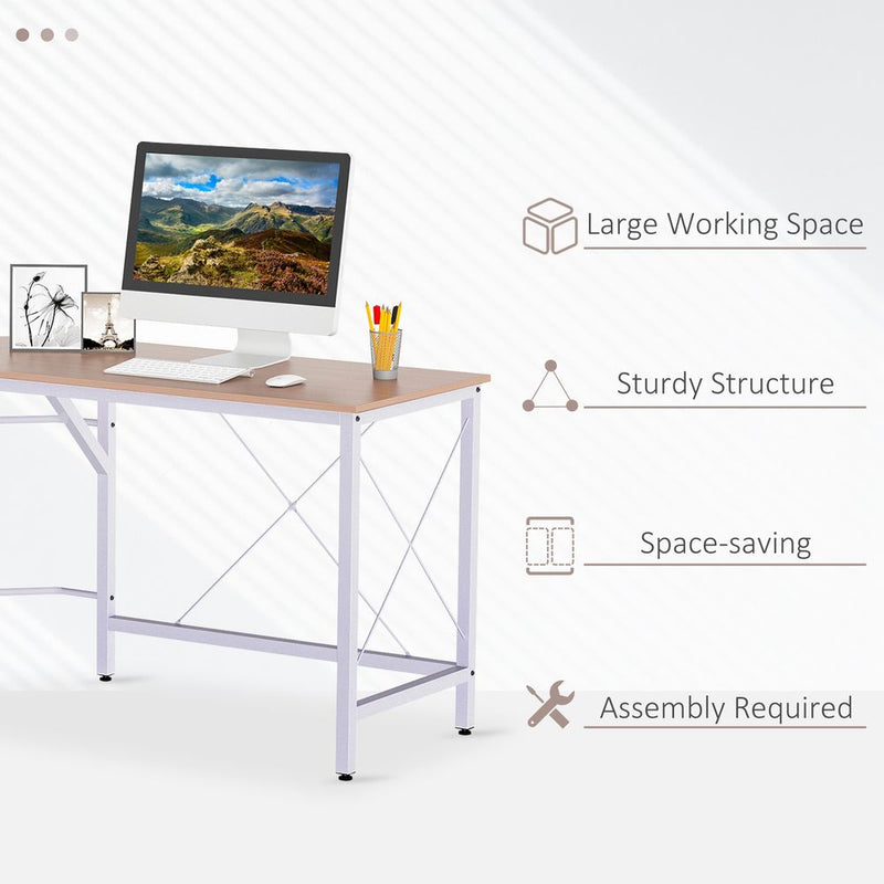 HOMCOM L-Shaped Corner Desk, Computer Desk for Home Office, Space-Saving Study Workstation, Easy to Assemble, 150 x 150 x 76cm, Oak