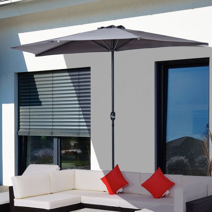 3M Half Round Umbrella - Grey Polyester/Aluminum. Perfect for Balcony or Small Garden. Durable & Easy to Clean.