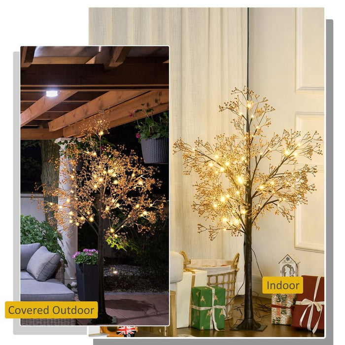 Premium 4ft LED Light Tree - Realistic Artificial with Warm White Lights & Baby Breath Flowers. Perfect for Any Space!