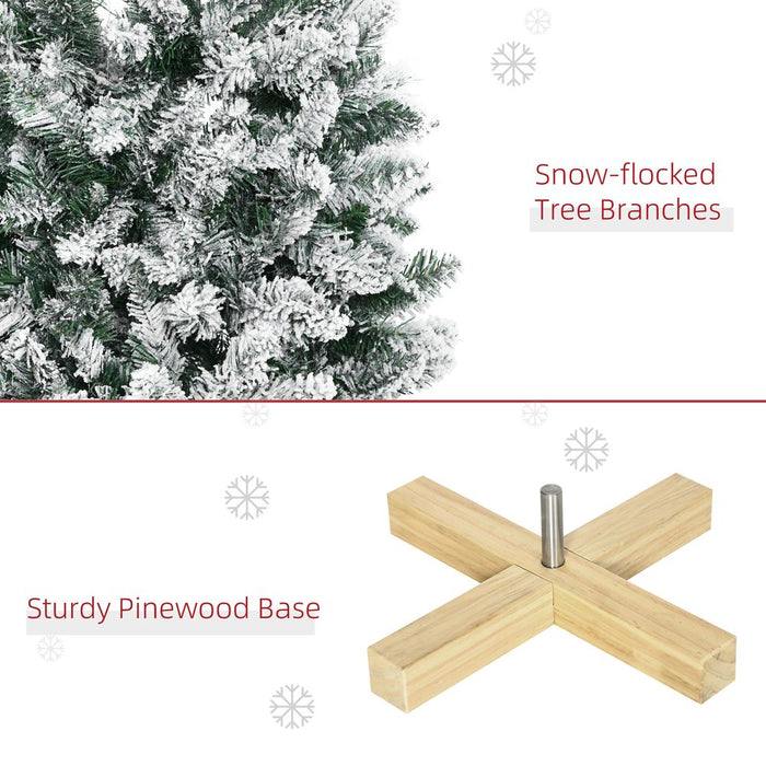 High-Quality 5ft Green Snow Flocked Pencil Christmas Tree - HOMCOM