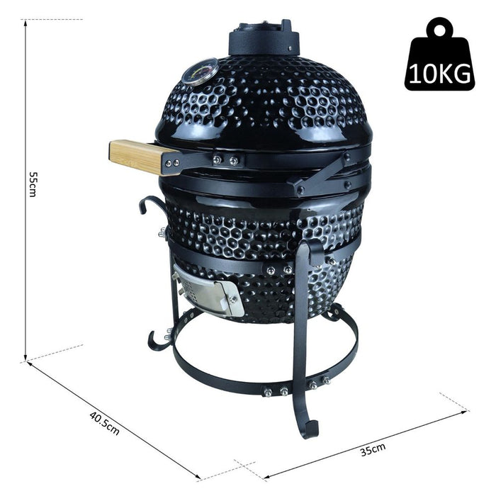 Outsunny Cast Iron Ceramic Charcoal BBQ Oven - Black