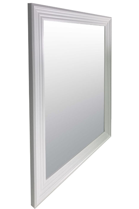 New Modern Bright White & Silver Layered Wall Mirror