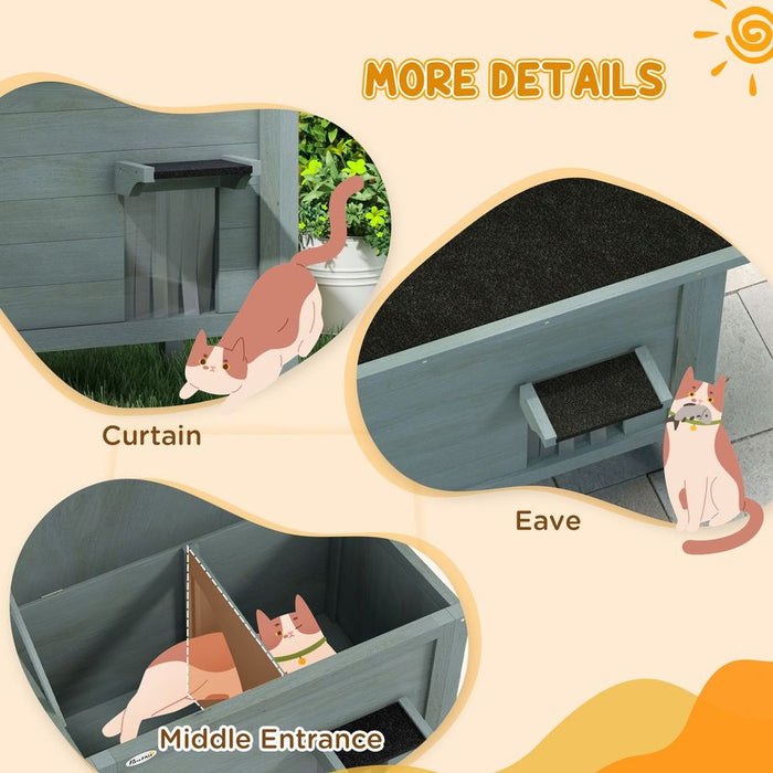 PawHut Insulated Outdoor Cat House - Charcoal Grey