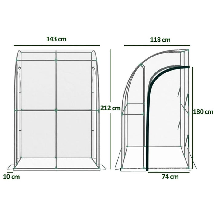 Walk-In Lean to Wall Tunnel Greenhouse