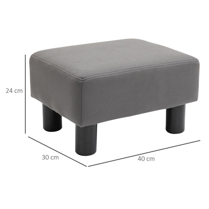 Stylish Small Grey Ottoman Footrest Seat Chair - PU Leather - Home Office - High Quality