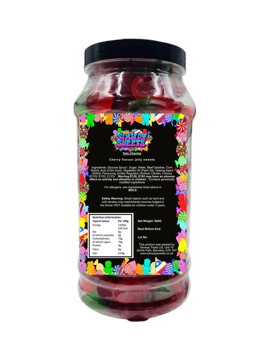 Twin Cherries Gummy Jelly Jar - Gift-Worthy Retro Sweets, Best Quality - Fast Delivery - Stocked