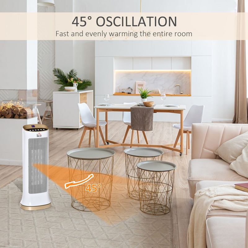 HOMCOM Ceramic Tower Heater - 45° Oscillating Space Heater w/ Remote - Best Quality"
