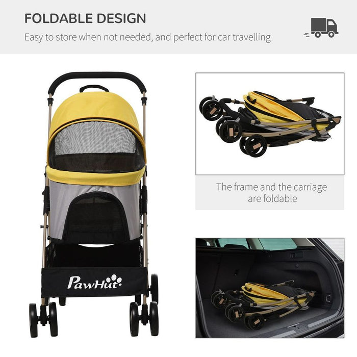 PawHut 3 In 1 Detachable Pet Stroller - Yellow