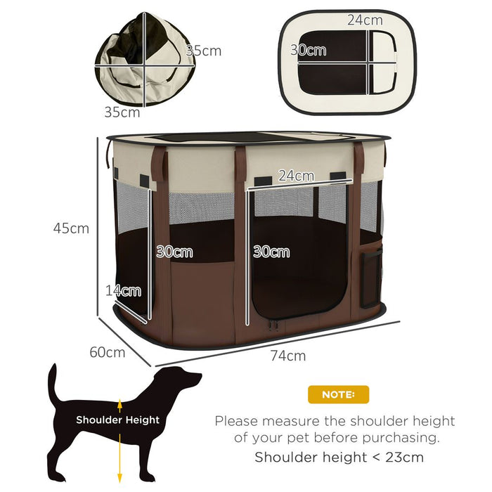 Portable Dog Pen: Puppies, Rabbits, Kittens - Brown