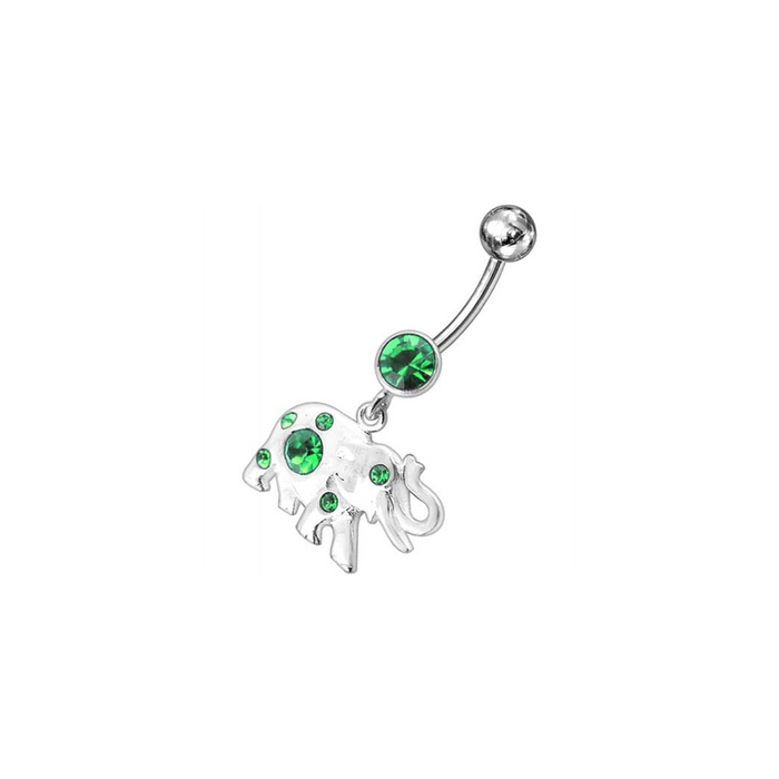 Jeweled Elephant Dangling Belly Ring