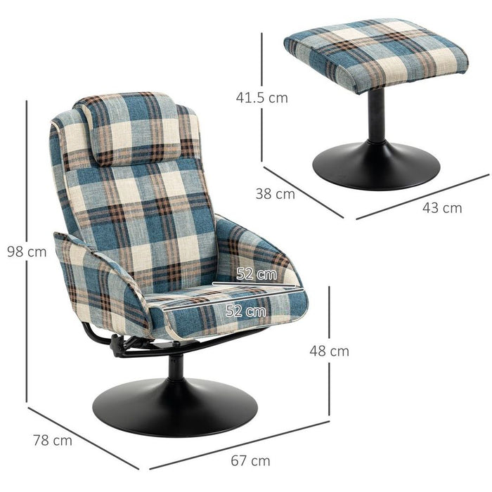 Swivel Armchair with Footstool and Adjustable Backrest Multicolour