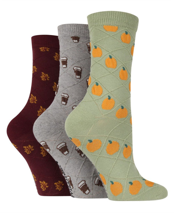 Wildfeet - Ladies 3 Pack Texture Knit Patterned Socks