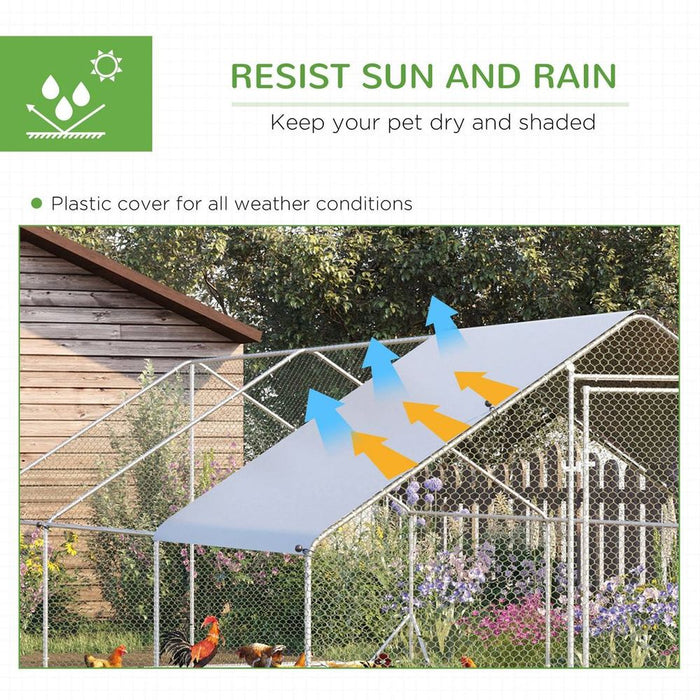 PawHut Walk In Chicken Run - High-Quality Galvanised Coop | 6x3x2m | Protect Your Pets | Durable Weather-Resistant Covers