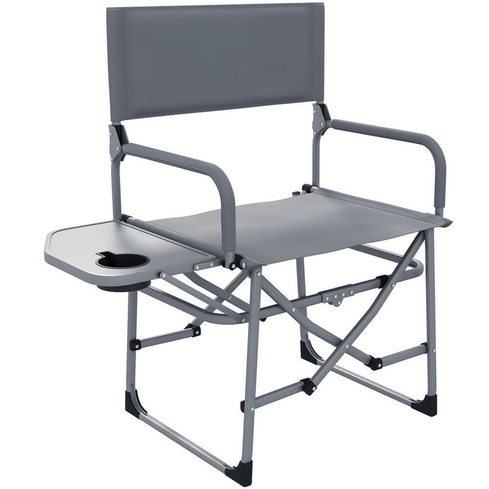 Outsunny Camping Chair w/ Side Table & Cup Holder, Grey