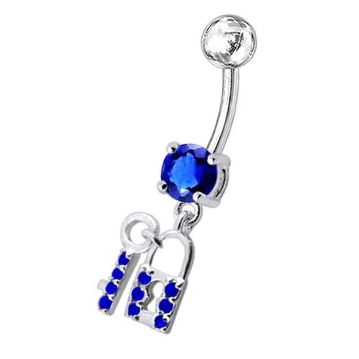 Fancy Jewelled "Lock & Key" Dangling Belly Ring