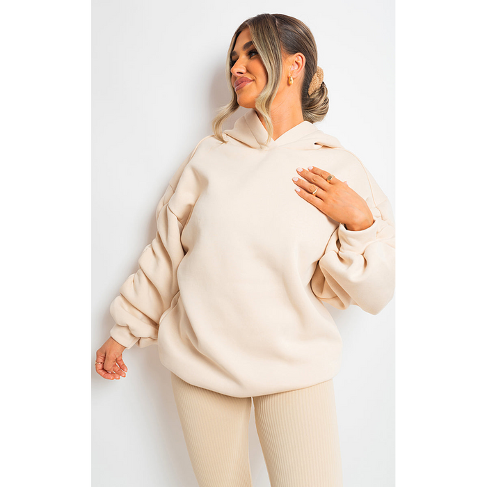 Cozy & Trendy Fall Winter Oversized Hoodie - Ruched Sleeves | High Quality & Fashionable - Limited Stock!