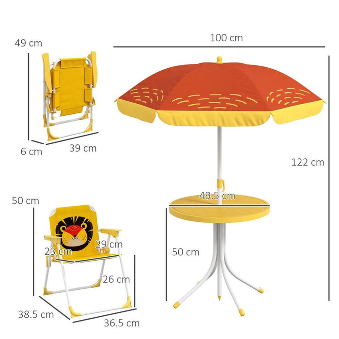 Outsunny Lion Kids Bistro Set | Adjustable Parasol | Top-Quality