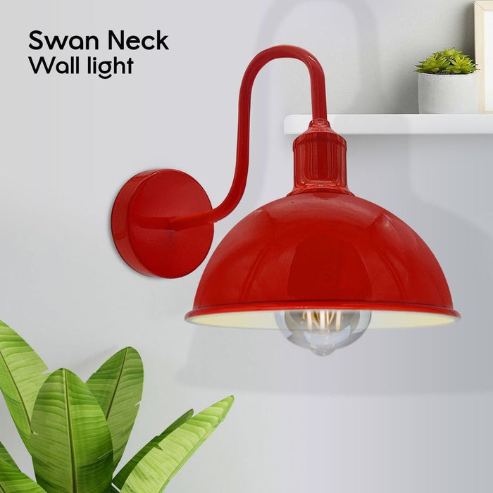 Modern Industrial Swan Neck Metal Arm E27 Sconce Wall Light Set Fixture for Living Room Dining Room Kitchen.