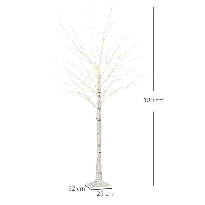 HOMCOM 4ft Artificial White Birch Tree Light with Warm White Pre-Lit LED Light for Indoor and Covered Outdoor Use