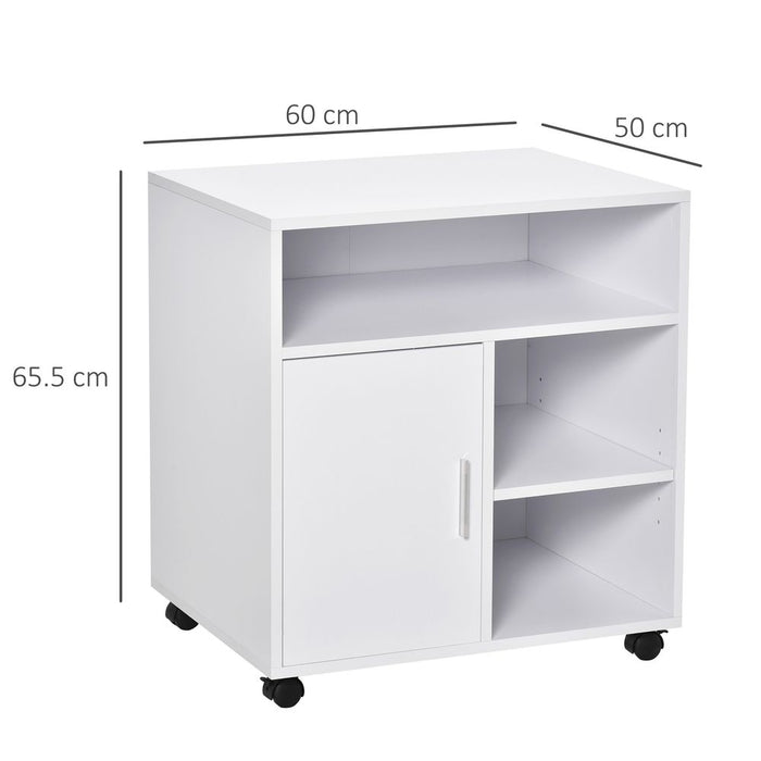 5-Compartment White Printer Stand with Storage - HOMCOM