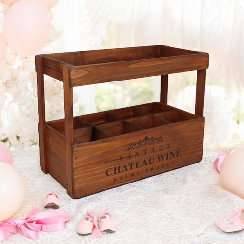 47CM WOODEN 8 BOTTLE WINE HOLDER