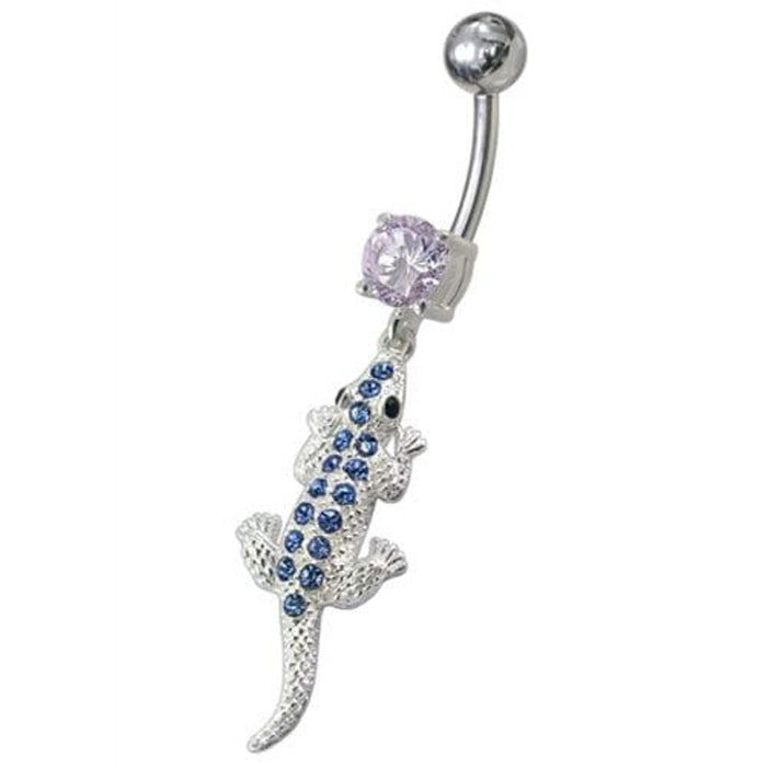 Fancy Jeweled Lizard Dangling Navel Belly Ring