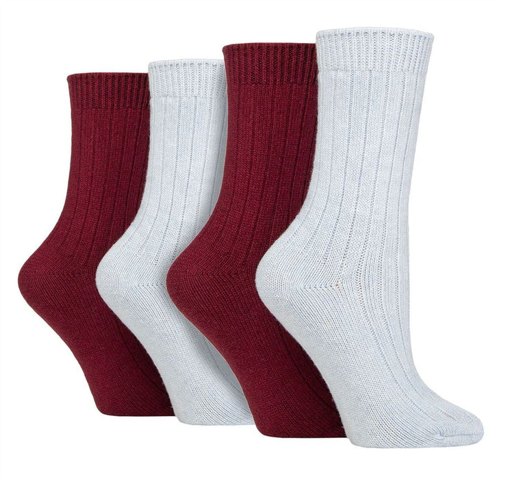 Wildfeet - Ladies 4 Pair Multi Pack Cashmere Bed Socks