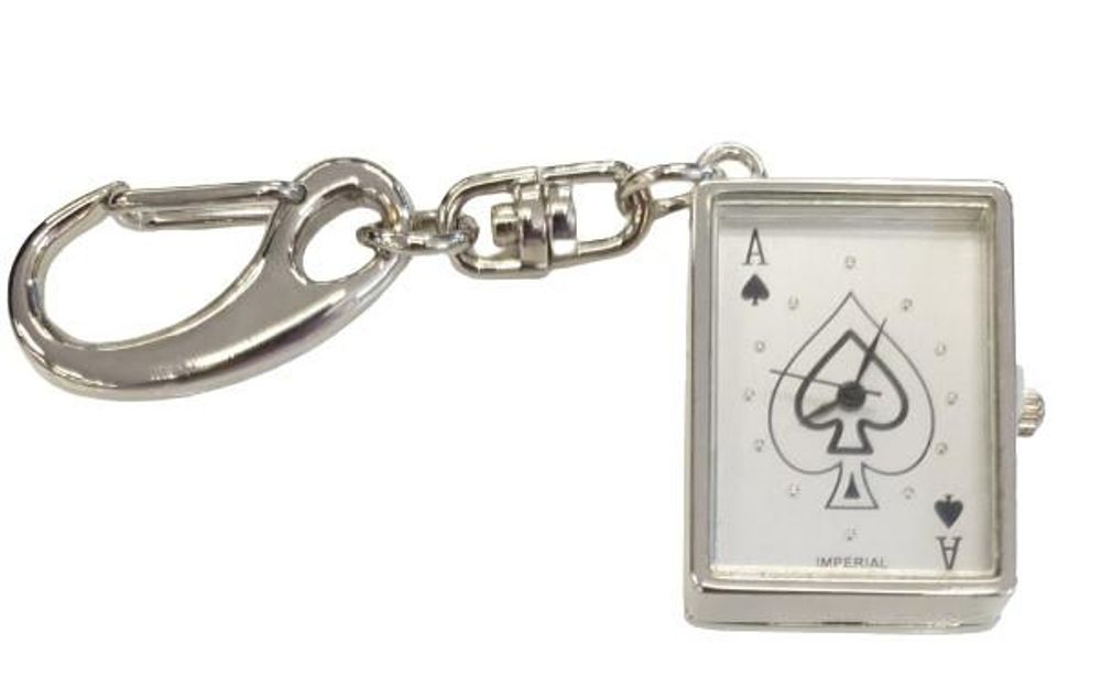 Premium Silver Key Chain Clock - Ace of Spades Design - High Quality - Limited Stock