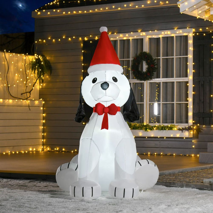 6ft Inflatable Christmas Puppy Dog Wearing Santa Hat Lighted Outdoor Indoor