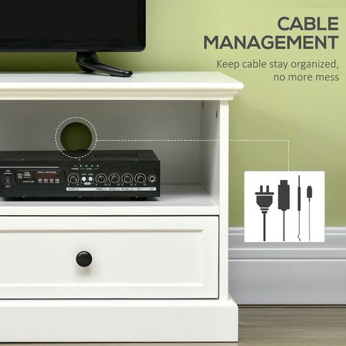 HOMCOM TV Stand with Drawers Shelves and Cable Management, for 45" TVs, White