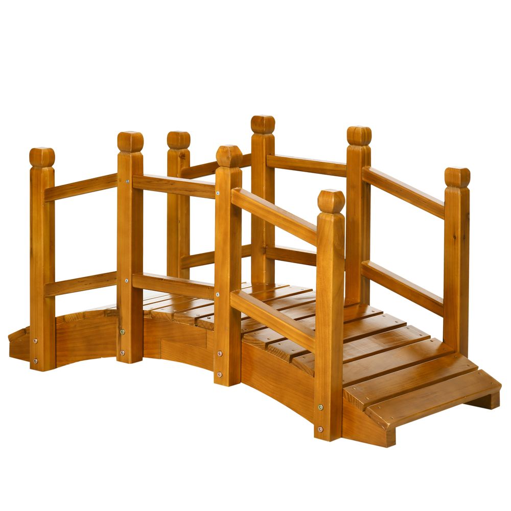 Premium Quality Arched Wooden Garden Bridge with Safety Rails - Perfec ...