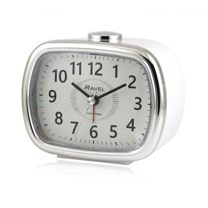 Premium White/Silver Quartz Alarm Clock - Easy-to-Read Numbers - Beep Alarm - Various Colors