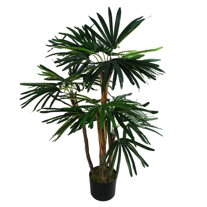 100cm Raphis Palm Artificial Tree - Realistic Silk Leaves - Natural Trunk - Perfect for Any Space